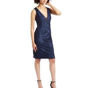 Betsey Johnson Navy Floral Lace VNeck Sheath Dress